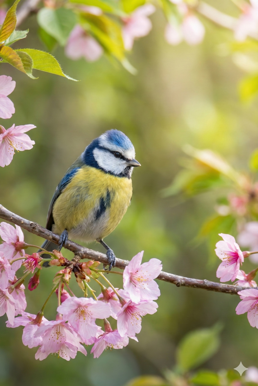 Blue tit on cherry blossom